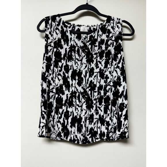 NWT JOIE Black/White Floral Accordion Pleat Set, Top/Pull-On Pants, Sz S - Picture 4 of 11